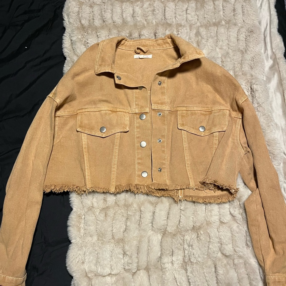 Tan cropped jean jacket